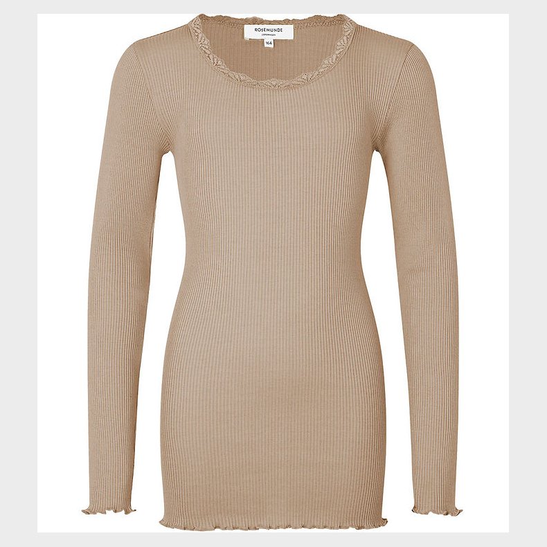 Rosemunde Bluse - Silke/Bomuld - Sand m. Blonder