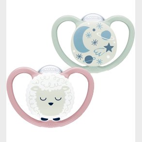Nuk Sutter - 2-pak - Space Night - Rosa/Grn