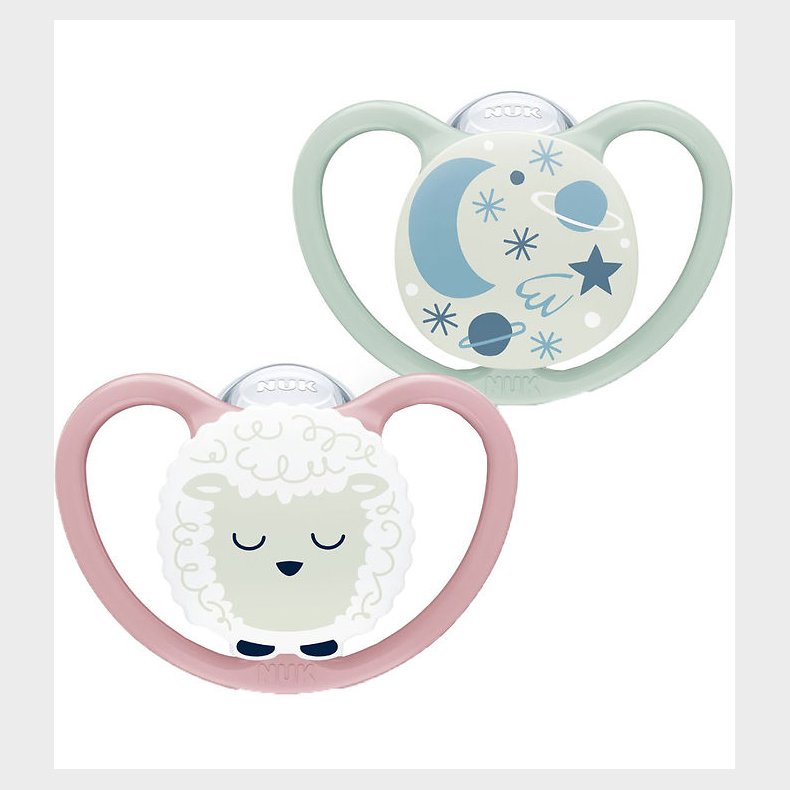Nuk Sutter - 2-pak - Space Night - Rosa/Grn