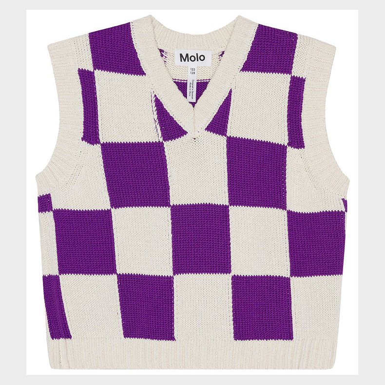 Molo Vest - Strik - Gitta - Purple Shell Check