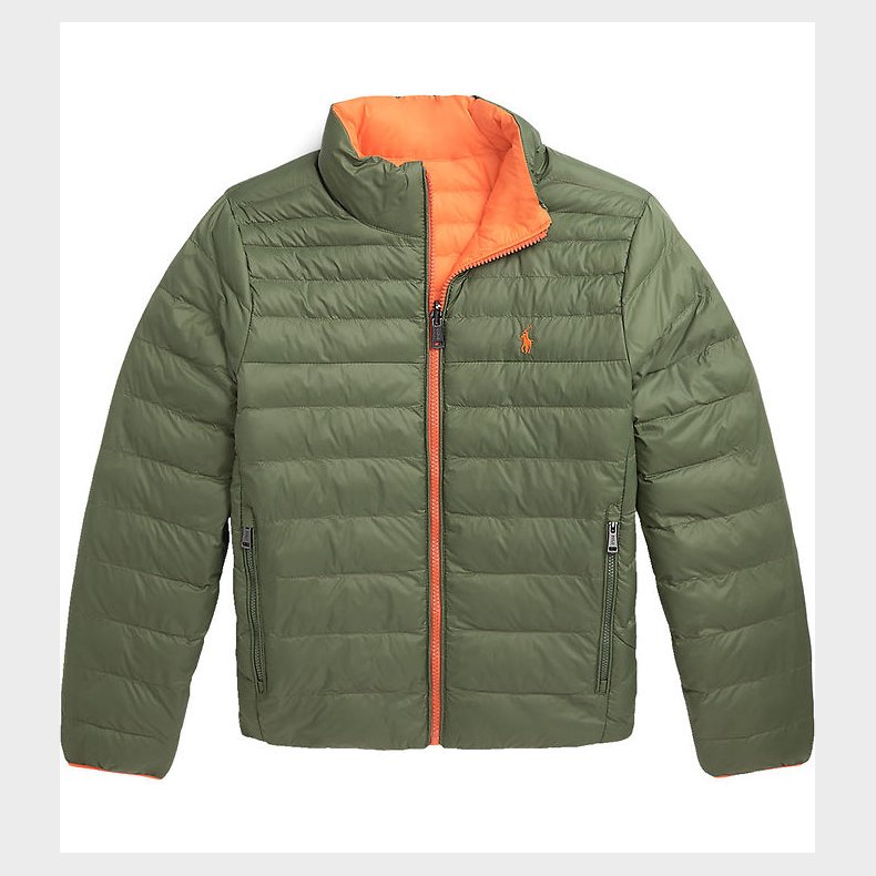 Polo Ralph Lauren Dynejakke - Vendbar - Army/Orange