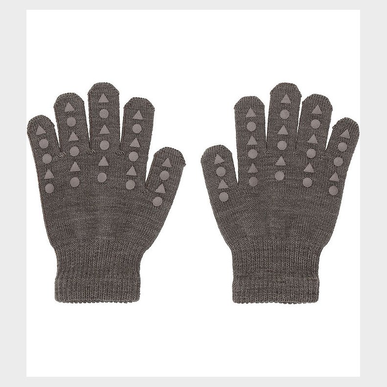 GoBabyGo Handsker - Strik - Uld - Brown Melange m. Dupper