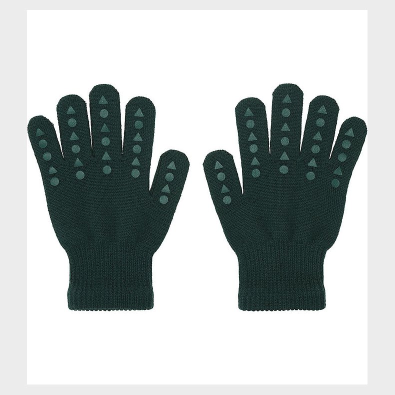 GoBabyGo Handsker - Strik - Uld - Forest Green m. Dupper