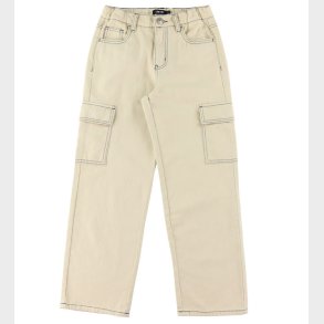 LMTD Bukser - Cargo - NlnUtizza - Oatmeal/Black Stitches