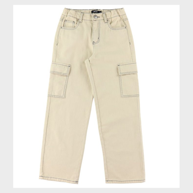 LMTD Bukser - Cargo - NlnUtizza - Oatmeal/Black Stitches