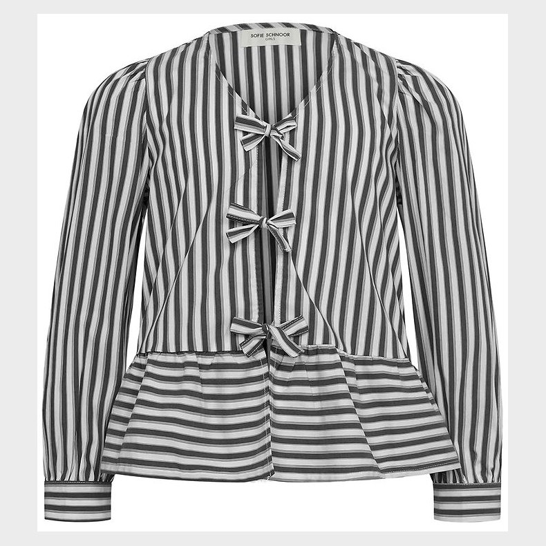 Sofie Schnoor Girls Skjorte - Mrkegr/Hvidstribet