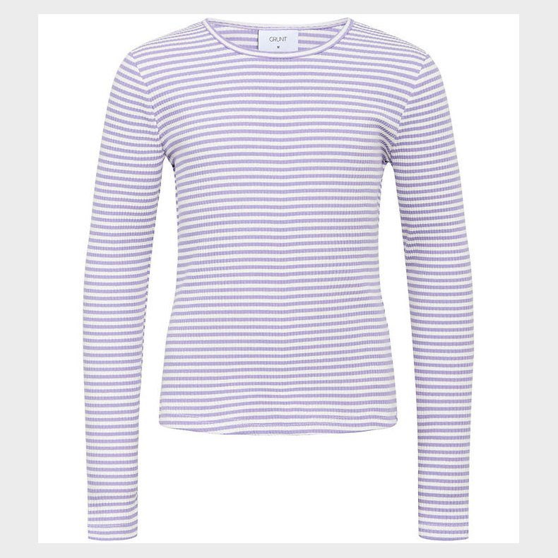 Grunt Bluse - Nastola - Rib - Lilla/Hvid Stribet