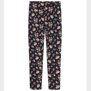 Name It Leggings - NkfVivian - Noos - Dark Sapphire m. Blomster