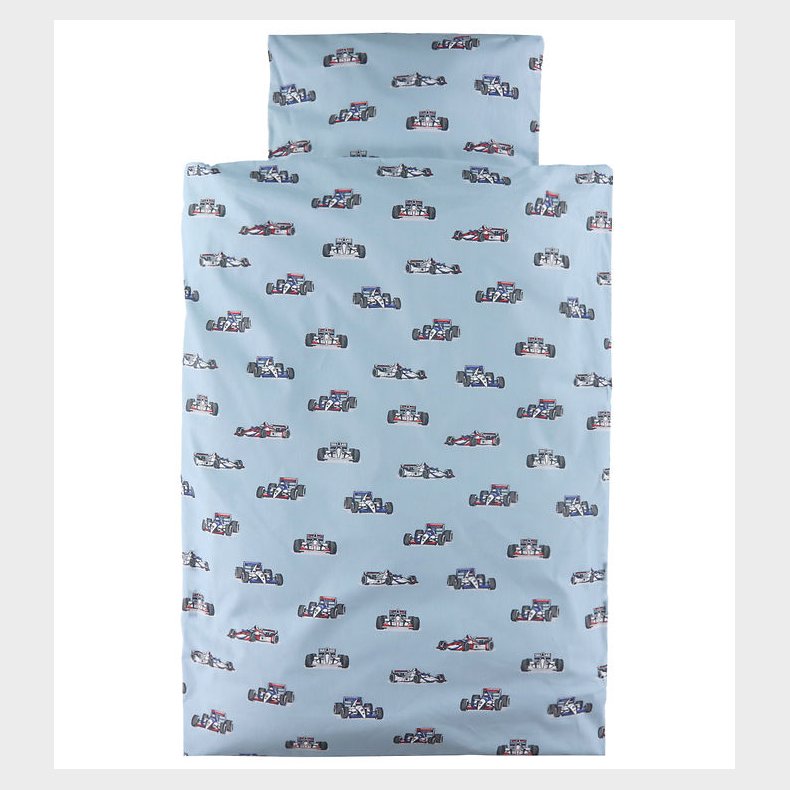 Nrgaard Madsens Sengetj - Voksen - Lysebl m. Racerbiler