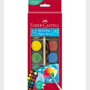 Faber-Castell Vandfarve - Akvarel - 12 Farver + 1 Pensel