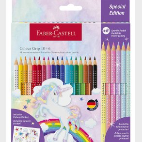 Faber-Castell Farveblyanter - Trekantet - Grip Unicorn - 18+6 st