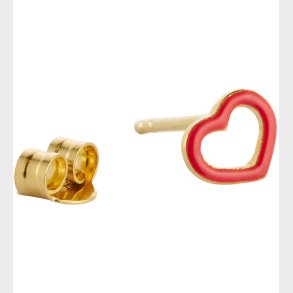Design Letters �rering - 1 stk. - R�dt Hjerte - 18K Guldbelagt