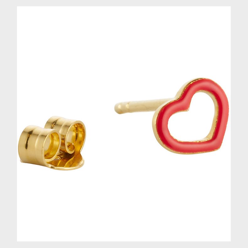 Design Letters �rering - 1 stk. - R�dt Hjerte - 18K Guldbelagt