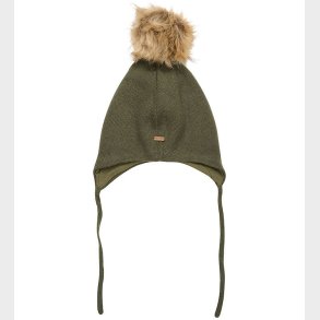 Minymo Hue - Uld/Bomuld - Olive Night m. Imiteret Pels