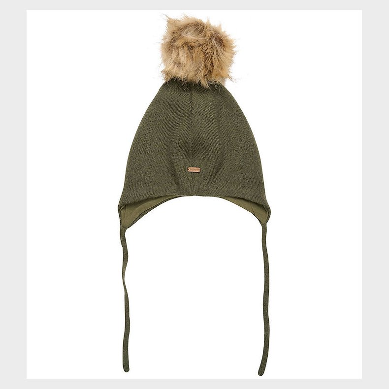 Minymo Hue - Uld/Bomuld - Olive Night m. Imiteret Pels