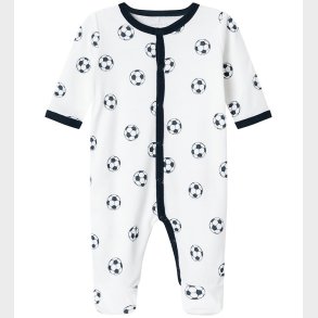 Name It Natdragt - Noos - NbmNightSuit - Bright White m. Fodbold