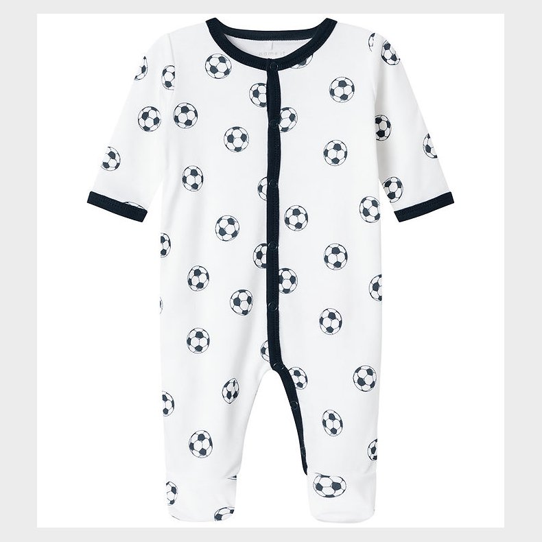 Name It Natdragt - Noos - NbmNightSuit - Bright White m. Fodbold