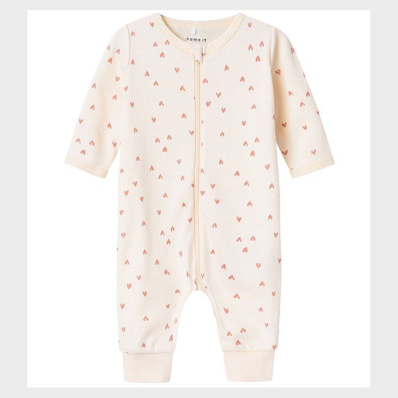 Name It Natdragt - Noos - NbfNightsuit - Buttercream m. Hjerter