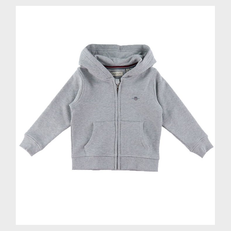 GANT Cardigan - Shield Zip - Light Grey Melange