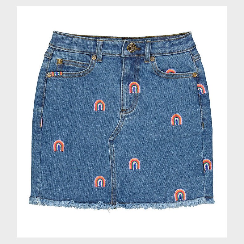 The New Nederdel - TnJanet - Denim - Bl m. Regnbuer