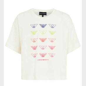 Emporio Armani T-shirt - Cropped - Hvid m. Logoer