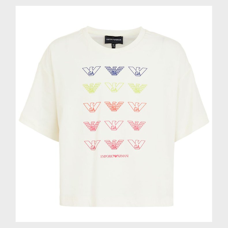 Emporio Armani T-shirt - Cropped - Hvid m. Logoer