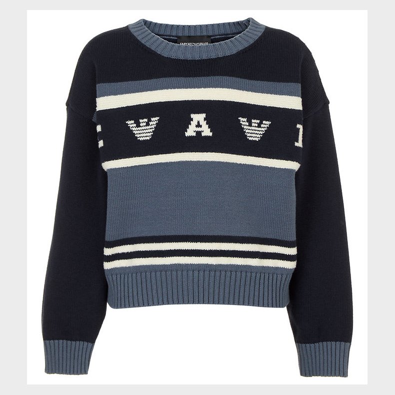 Emporio Armani Bluse - Strik - Stvet Bl/Navy/Hvid