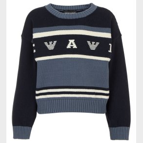 Emporio Armani Bluse - Strik - Stvet Bl/Navy/Hvid