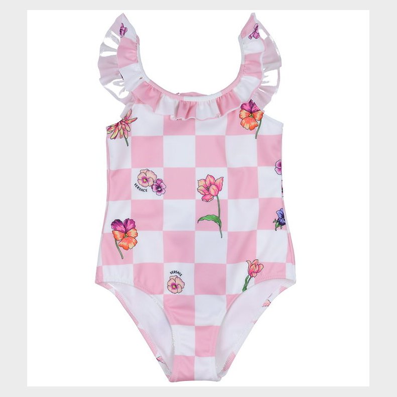 Versace Badedragt - Tutu Pink/Hvidternet m. Blomster