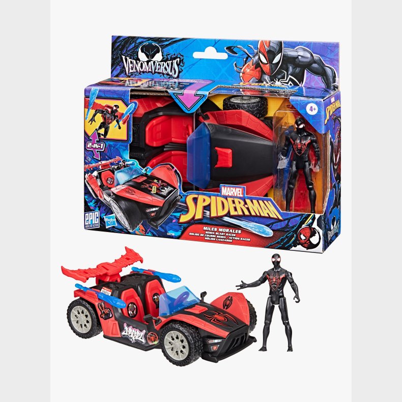 Marvel Spider-Man Epic World of Actionfigur med Bil - Miles Morales Remix Blast-Racer