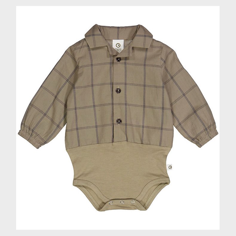 Msli Skjortebody l/ - Check - Cashew