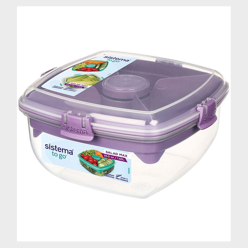 Sistema Madkasse m. Tilbehr - Salad Max To Go 1,63L - lilla