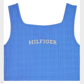 Tommy Hilfiger Top - Cropped - Rib - Blue Spell m. Hvid