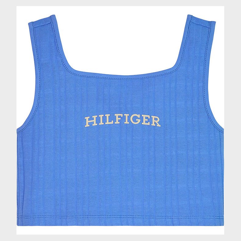 Tommy Hilfiger Top - Cropped - Rib - Blue Spell m. Hvid