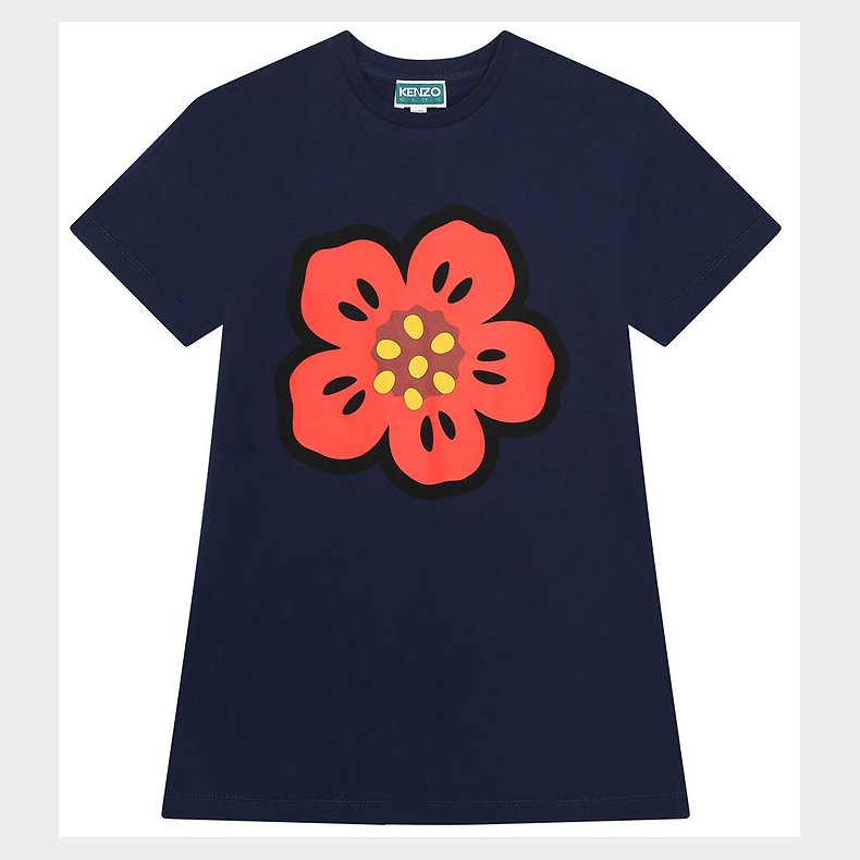 Kenzo Kjole - Navy/Rd m. Blomst