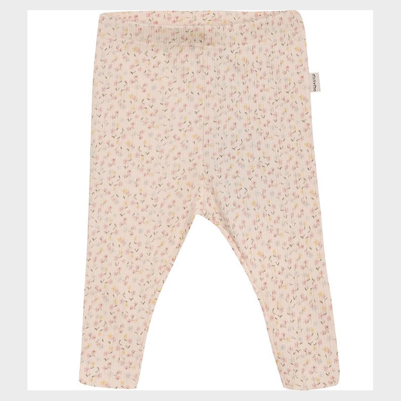 Minymo Leggings - AOP - Rib - Pink Champagne
