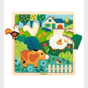 Djeco Puslespil - 15 Brikker - Puzzlo Farm