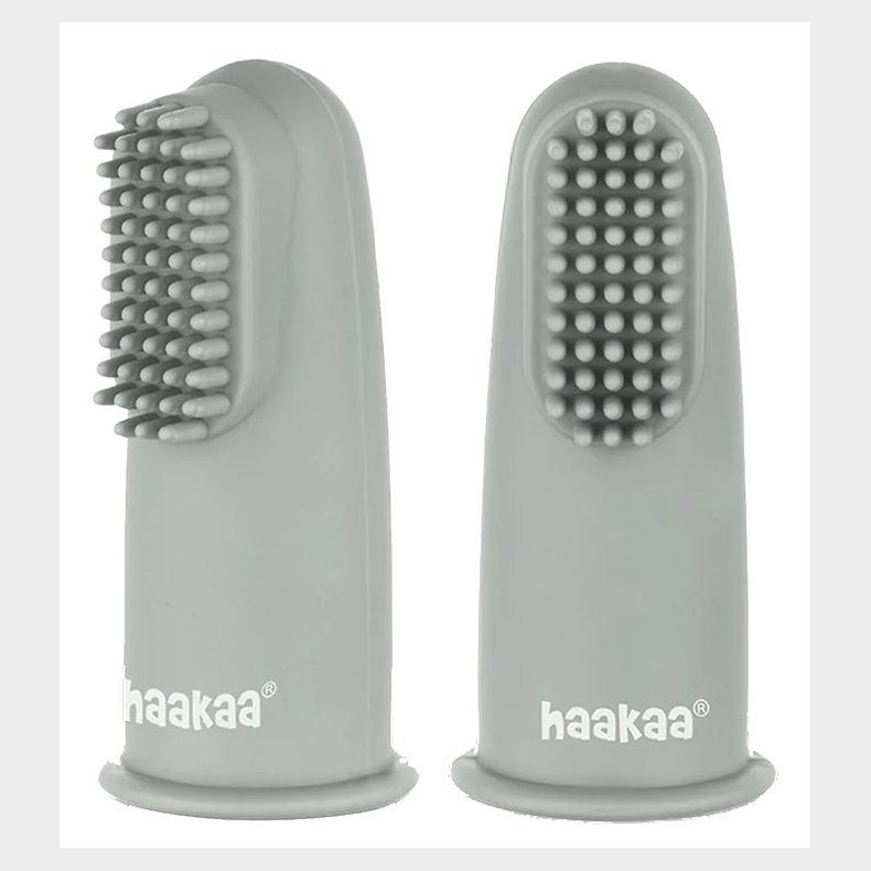 Haakaa Fingertandbrster - 2-pak - Suva Grey