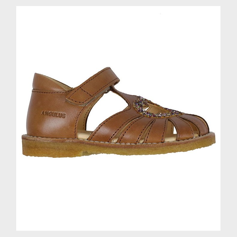 Angulus Sandaler - Hjertesandal - Tan/Multi Glitter