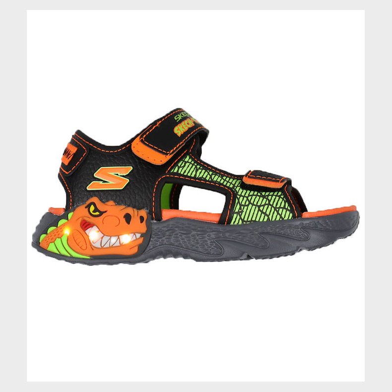 Skechers Sandaler m. Lys - Creature Splash - Black/Orange