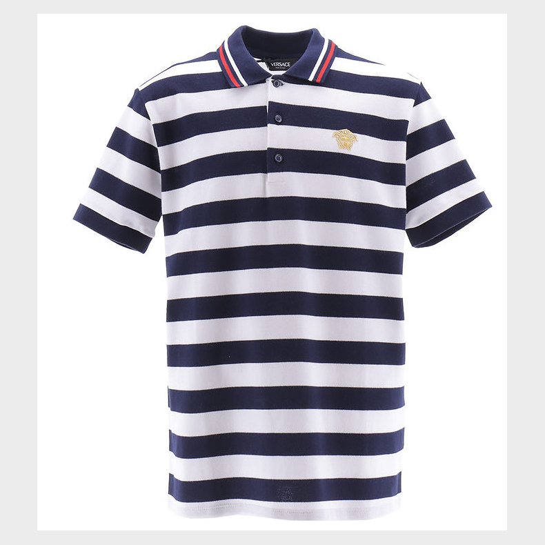 Versace Polo - Navy/Hvidstribet m. Tekst