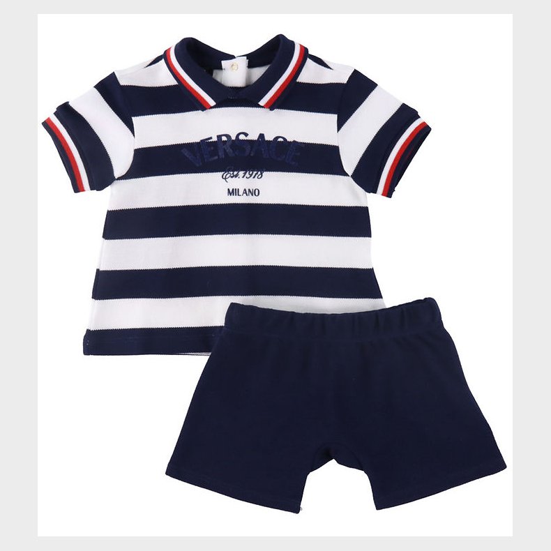 Versace Polo/Shorts - Navy/Hvidstribet