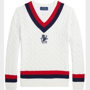 Polo Ralph Lauren Bluse - Strik - Deckwash White m. Navy/Rd