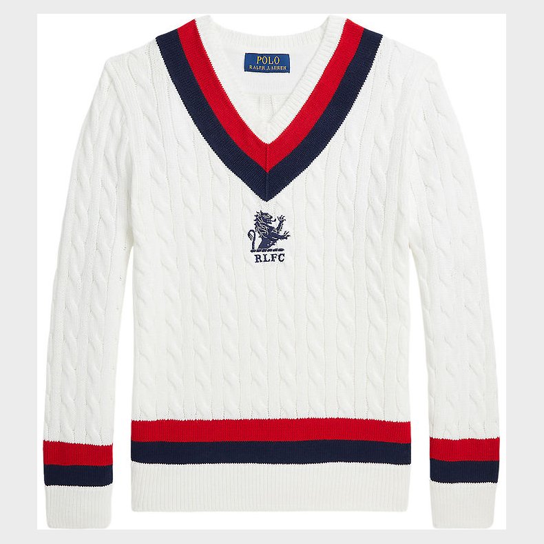 Polo Ralph Lauren Bluse - Strik - Deckwash White m. Navy/Rd