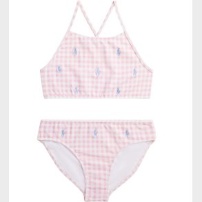 Polo Ralph Lauren Bikini - Pink/Hvidternet m. Logoer