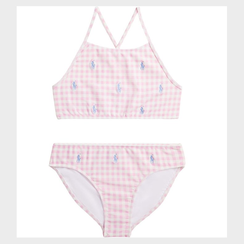 Polo Ralph Lauren Bikini - Pink/Hvidternet m. Logoer