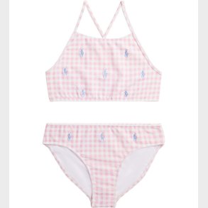 Polo Ralph Lauren Bikini - Pink/Hvidternet m. Logoer