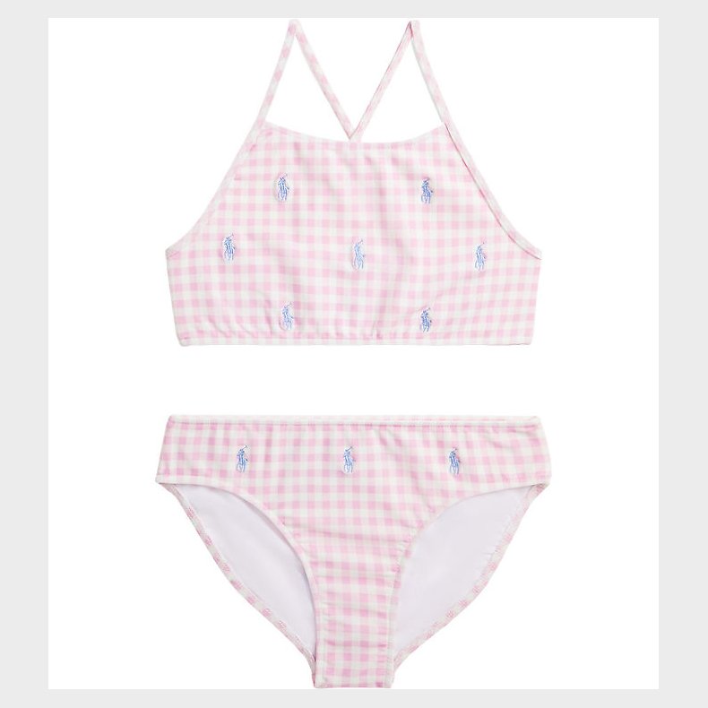 Polo Ralph Lauren Bikini - Pink/Hvidternet m. Logoer