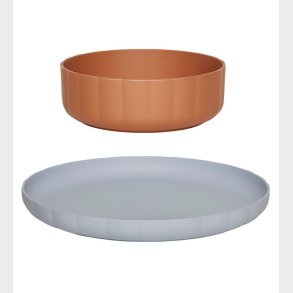 OYOY Spisest - Bioplast - 2 dele - Pullo - Caramel/Ice Blue