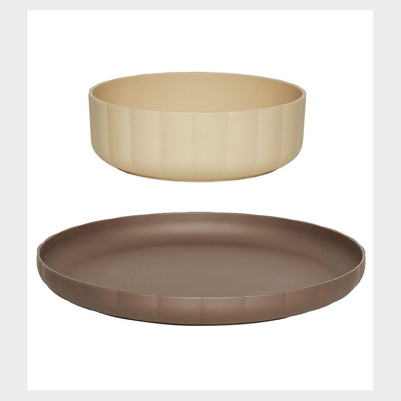 OYOY Spisest - Bioplast - 2 dele - Pullo - Taupe/Vanilla